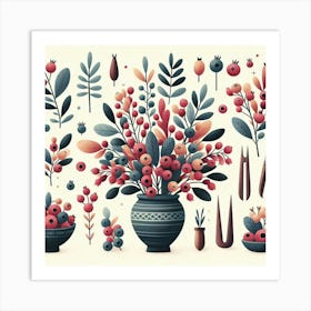 Scandinavian Art, Barberry berries Art Print