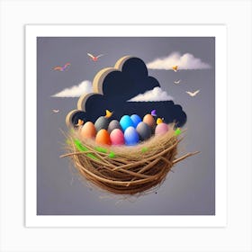 Colorful Eggs In A Nest 1 Art Print