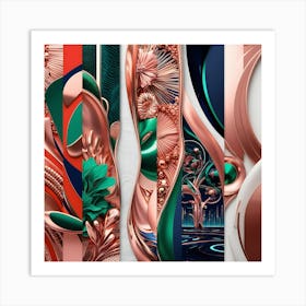 Revolutionary, full-screen art with vibrant, abstract shapes, intricate details, and metallic accents.3 Art Print