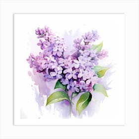 AI Lilac Whispers: A Delicate Watercolor Bloom" Art Print