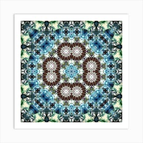 Abstract Mandala Blue Glow 1 Art Print