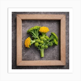 Florets Of Broccoli In Wooden Frame Art Print