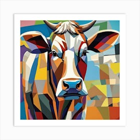 Cow Cubism Style Art Print