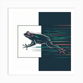 Frog Running On A White Background Art Print