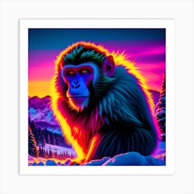 FROZEN SNOW MONKEY Art Print