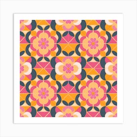 Retro Repeat Floral Art Print