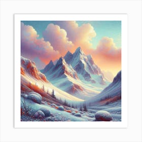 Snow avalanche in the mountains 3 Art Print