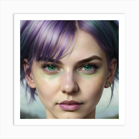 Purple Haired Girl Art Print