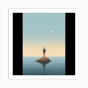 Man On A Rock Art Print