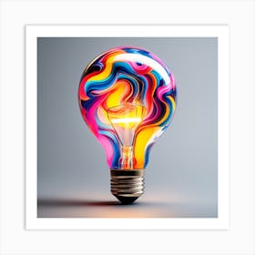 Colorful Light Bulb Art Print