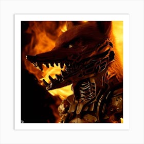 Fox In Flames Art Print