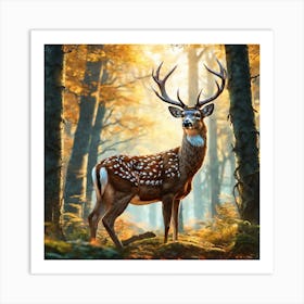 Deer In The Forest 132 Art Print