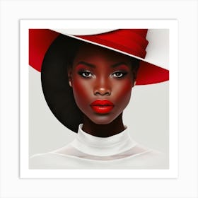 Black Woman In Red Hat Art Print