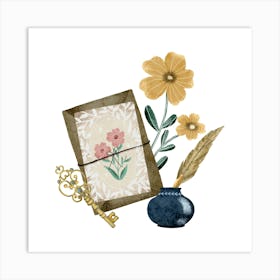 Floral love letter in sealed envelope Art Print