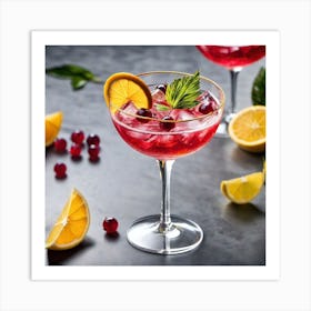 Cocktail With Cranberries Art Print