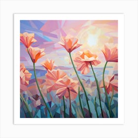 Field of Flowers Cubism Art Print