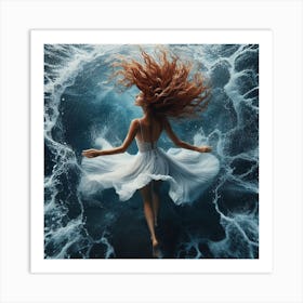 Girl In The Ocean Art Print