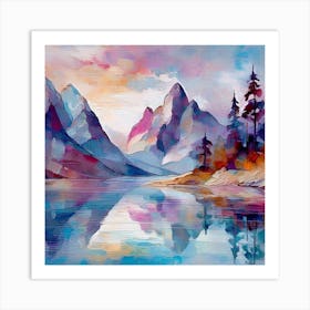 Firefly An Illustration Of A Beautiful Majestic Cinematic Tranquil Mountain Landscape In Neutral Col 2023 11 23t001815 Art Print