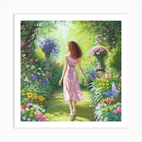 Girl In A Garden 9 Art Print