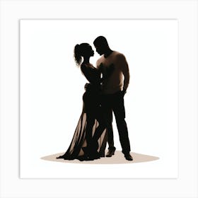 Silhouette Of A Couple Art Print