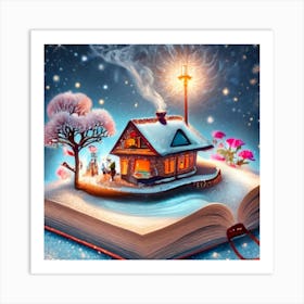 An Open Book Lies On The Sparkling Snow 1 Art Print