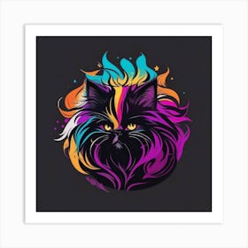 Cat In Flames Art Print