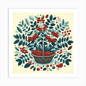 Scandinavian Art, Rowan berries 3 Art Print