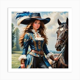 Lady And Her Horse Art Print