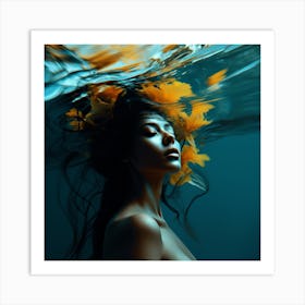 Underwater Portrait Of A Woman 1 Art Print