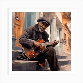 Old Man Playing Guitar 5 Art Print