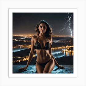 Lightning At Nightydg Art Print