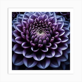 Indigo Dahlia, Macro Photography 3 Art Print