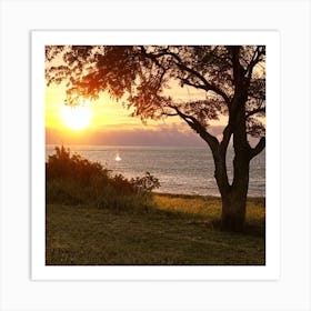 Sunset Over Lake Michigan Art Print