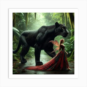 Fairy And Panther  Art Print