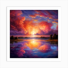 Sunset Over Lake 1 Art Print