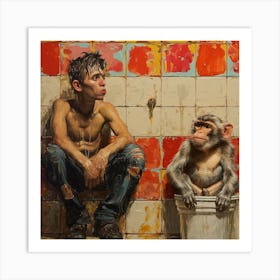 'The Monkey And The Man' Art Print