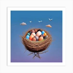 Easter Eggs In A Nest 120 Art Print