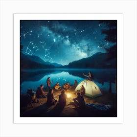 Camping Under the Zodiac with your friends 4 Art Print