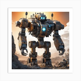 Giant Robot In The Desert Art Print