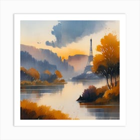 Sunset In Paris Art Print