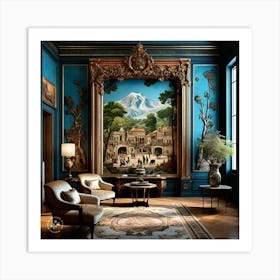 Blue Room With A Painting Art Print