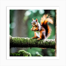 Red Squirrel In The Forest 18 Art Print