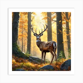 Deer In The Forest 167 Art Print