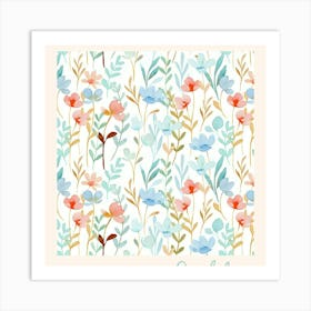 Watercolor Floral Pattern 1 Art Print