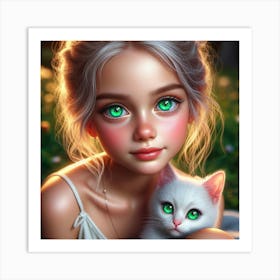 Cute Girl With Green Eyes Art Print