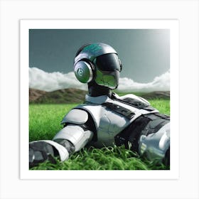 Robot Laying In Grass Art Print