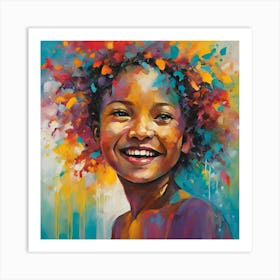 Girl With Colorful Hair Art Print