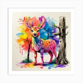 Deer Watercolor Painting 7 Art Print