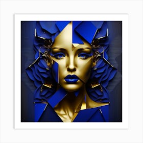 Blue And Gold Abstract Art 1 Art Print
