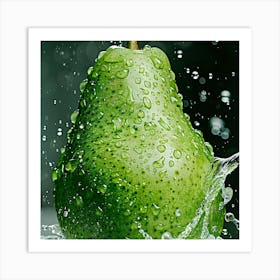 Pear Splashing Water 2 Art Print